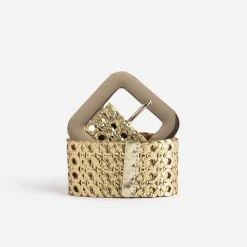 Ceinture large dorée tressée