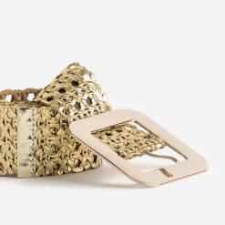 Ceinture large dorée tressée