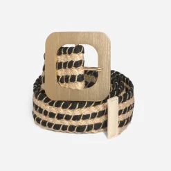 Ceinture noire et beige tressée