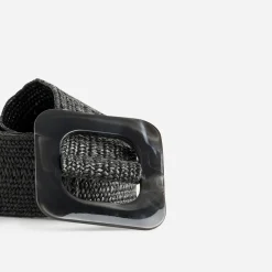 Ceinture noire tressée boucle résine