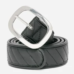 Ceinture TEXTO noire avec effet matelassé