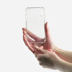 Chaîne-bijou TEXTO argentée pour téléphone