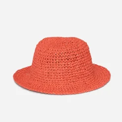 Chapeau cloche orange foncé tressé