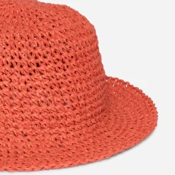 Chapeau cloche orange foncé tressé