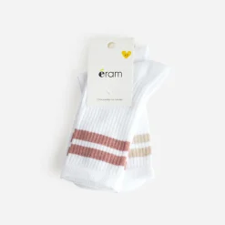 Chaussettes hautes blanches à rayures