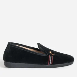 Chausson noir brodé homme