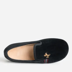 Chausson noir brodé homme