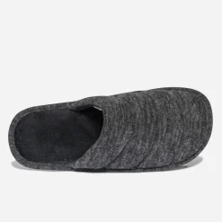 Chausson-mule gris effet matelassé