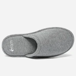 Chausson-mule gris en textile