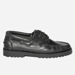 Chaussure bateau noir en cuir