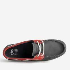 Chaussure bateau TBS marine et rouge cuir nubuck