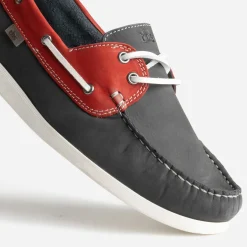 Chaussure bateau TBS marine et rouge cuir nubuck