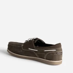 Chaussure-bateau taupe foncé cuir nubuck