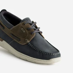 Chaussure-bateau TBS marine et marron cuir
