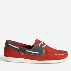 Chaussure-bateau TBS rouge et marine cuir nubuck