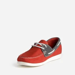 Chaussure-bateau TBS rouge et marine cuir nubuck