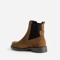 Chelsea boots camel cuir velours