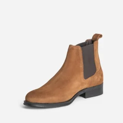 Chelsea boots camel cuir velours