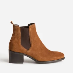 Chelsea boots camel en cuir velours