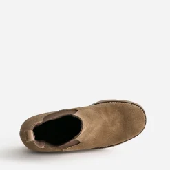 Chelsea boots compensé taupe cuir velours