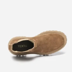 Chelsea boots cranté TEXTO camel cuir velours