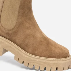 Chelsea boots cranté TEXTO camel cuir velours