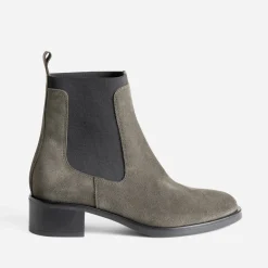 Chelsea boots kaki cuir velours
