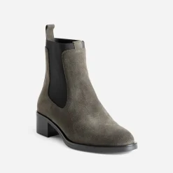 Chelsea boots kaki cuir velours