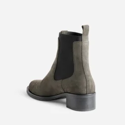 Chelsea boots kaki cuir velours