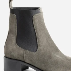 Chelsea boots kaki cuir velours