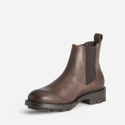 Chelsea boots marron en cuir brossé