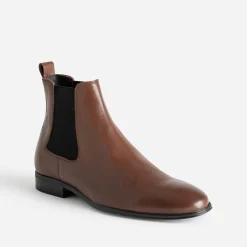Chelsea boots marron en cuir