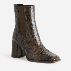 Chelsea boots marron imprimé effet python