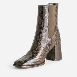 Chelsea boots marron imprimé effet python