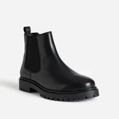 Chelsea boots noir cuir semelle crantée