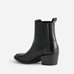Chelsea boots santiag noir éco-conçu en cuir