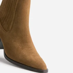 Chelsea boots santiags camel éco-conçu en cuir velours