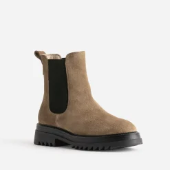 Chelsea boots TEXTO beige foncé en cuir velours
