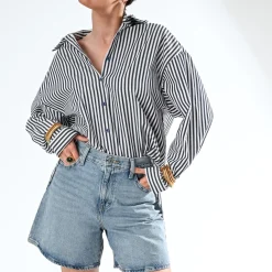 Chemise TEXTO bleue rayures blanches