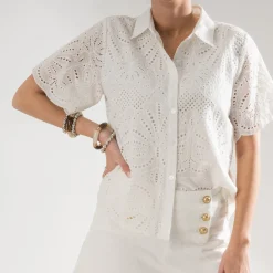Chemise TEXTO écrue broderie anglaise
