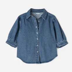 Chemise TEXTO en jean bleu manches courtes