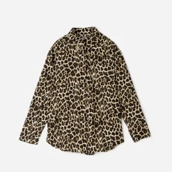 Chemise TEXTO marron à motif léopard