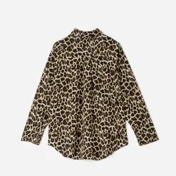 Chemise TEXTO marron à motif léopard