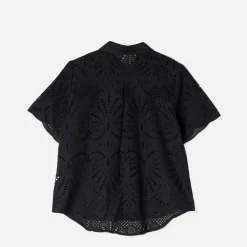 Chemise TEXTO noire broderie anglaise