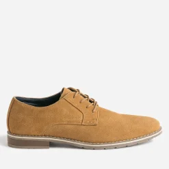 Derby camel en cuir velours embossé