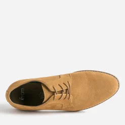 Derby camel en cuir velours embossé