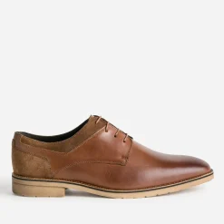 Derby cognac cuir détails cuir velours