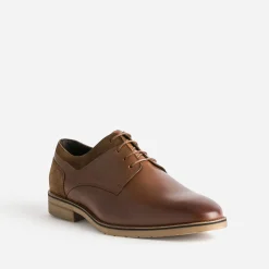 Derby cognac cuir détails cuir velours