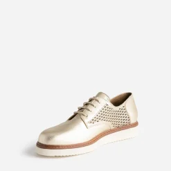 Derby compensé doré en cuir ajouré éco-conçu