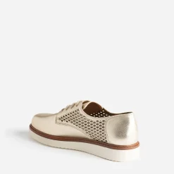 Derby compensé doré en cuir ajouré éco-conçu